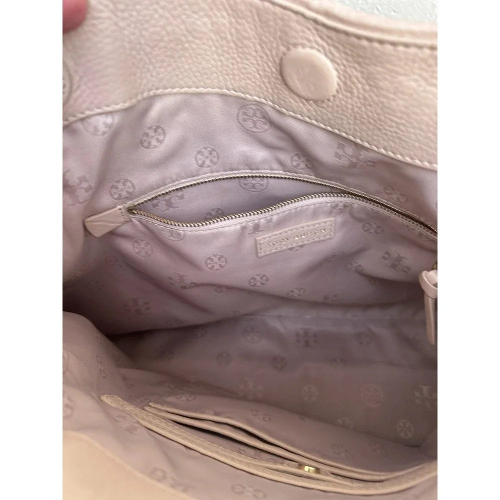 Tory Burch Fleming Soft Quilted Leather Tote Bag Pink Drawstring Shoulder Bag